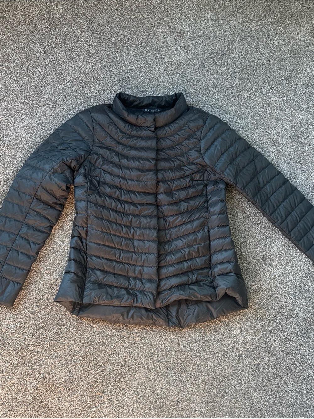 Athleta Dark Olive Down-filled Lightweight Women's Small Button Up Puffer Jacket
